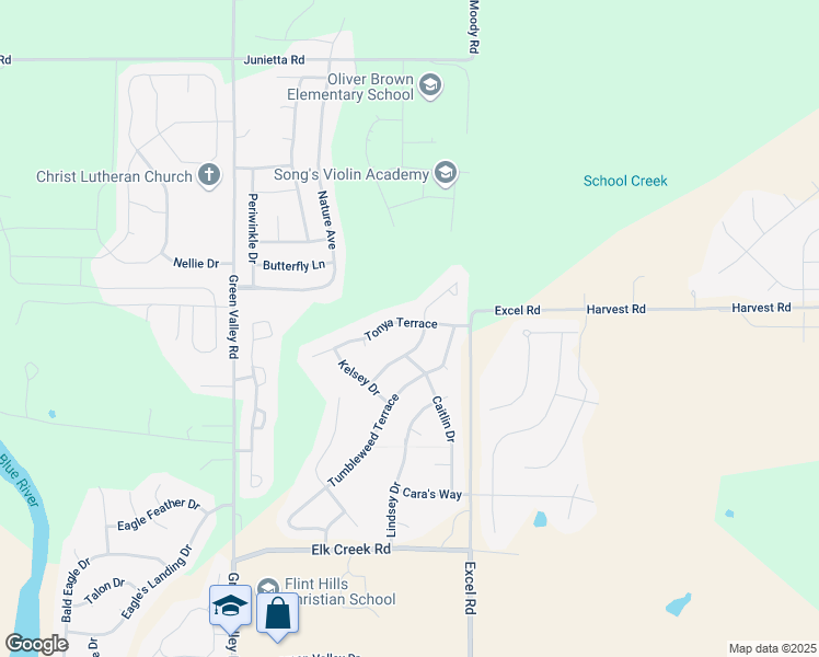 map of restaurants, bars, coffee shops, grocery stores, and more near 9104 Tonya Terrace in Manhattan