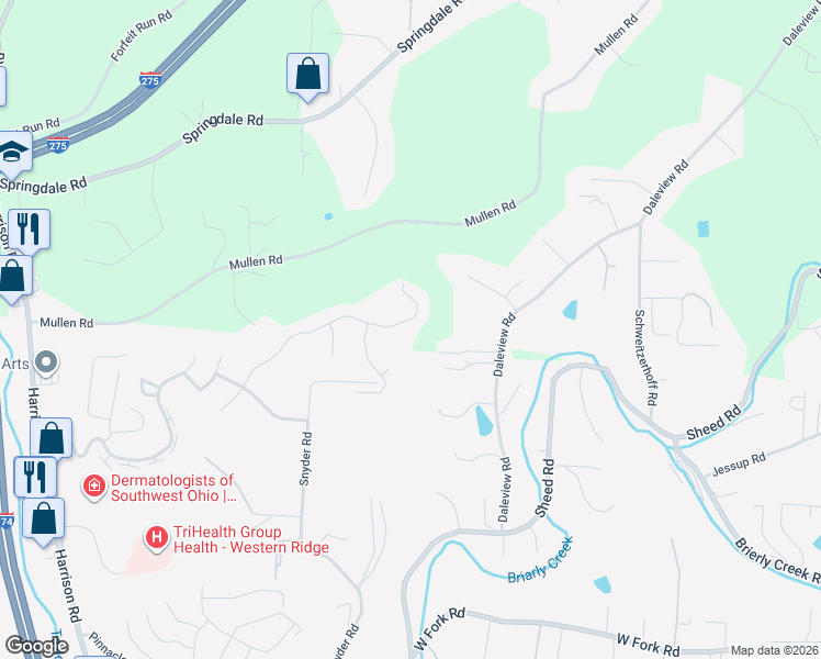 map of restaurants, bars, coffee shops, grocery stores, and more near 7154 Vail Court in Cincinnati