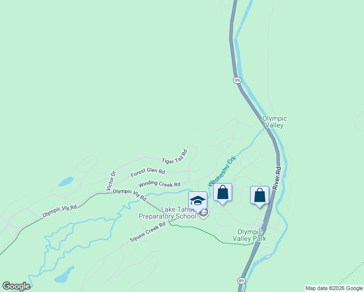 map of restaurants, bars, coffee shops, grocery stores, and more near 146 Tiger Tail Road in Olympic Valley