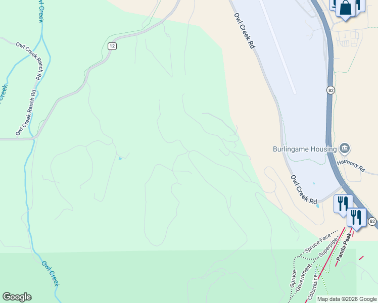 map of restaurants, bars, coffee shops, grocery stores, and more near 737 Oak Ridge Drive in Aspen