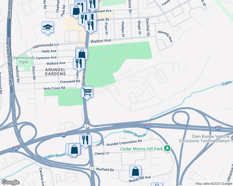 map of restaurants, bars, coffee shops, grocery stores, and more near 115 Cedar Hill Boulevard in Brooklyn Park