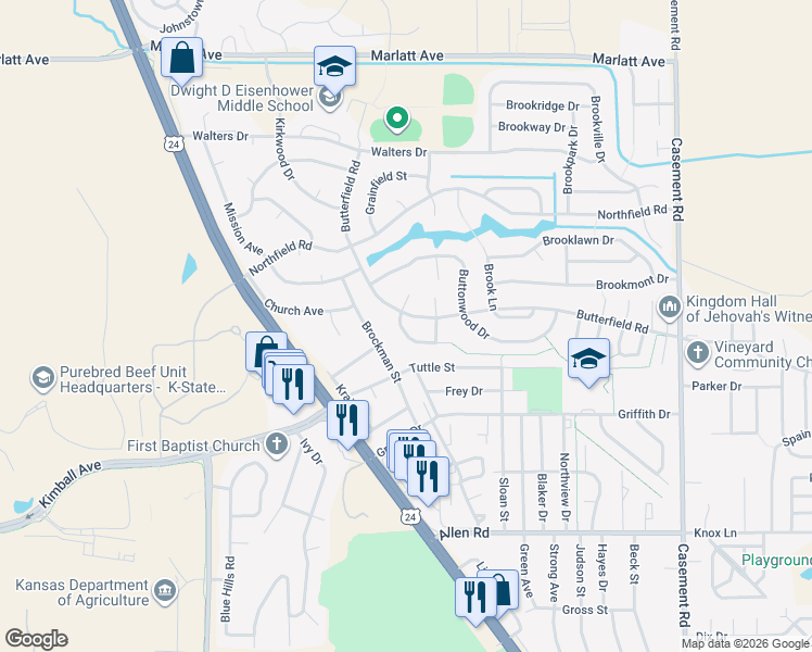 map of restaurants, bars, coffee shops, grocery stores, and more near 2428 Purcell's Mill in Manhattan