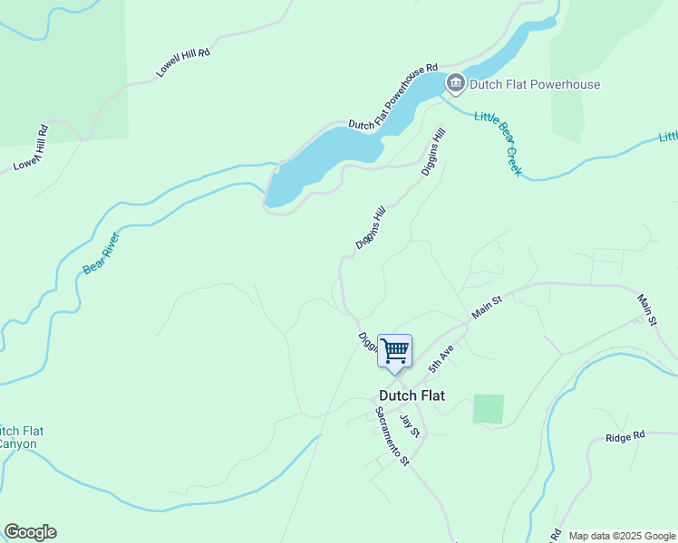 map of restaurants, bars, coffee shops, grocery stores, and more near in Dutch Flat