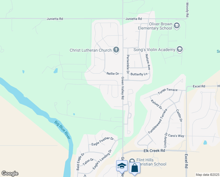 map of restaurants, bars, coffee shops, grocery stores, and more near 4319 Aspen Drive in Manhattan
