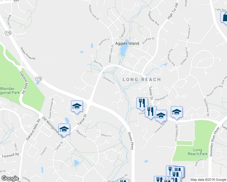 map of restaurants, bars, coffee shops, grocery stores, and more near 9027 Lambskin Lane in Columbia