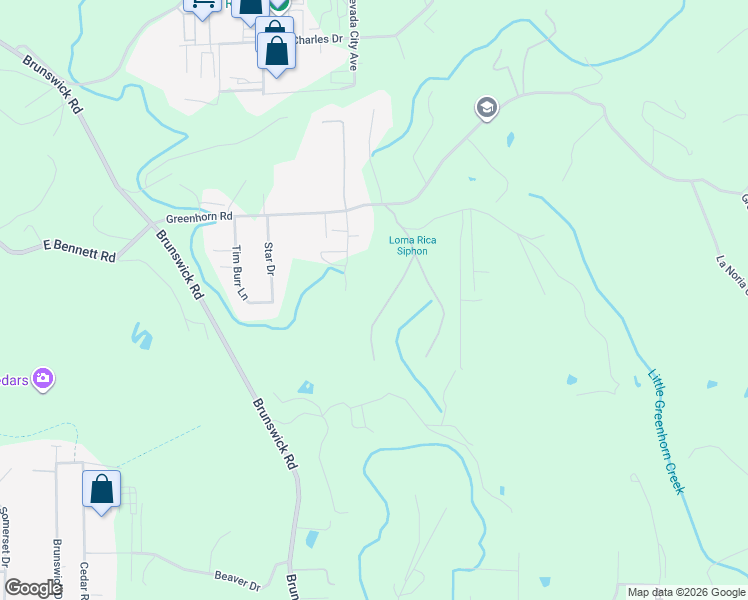 map of restaurants, bars, coffee shops, grocery stores, and more near 14458 Anchor Lane in Grass Valley
