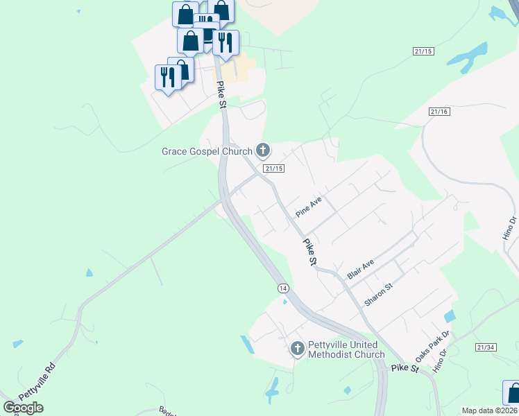 map of restaurants, bars, coffee shops, grocery stores, and more near 67 Delaware Street in Mineralwells