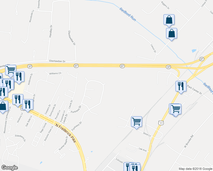 map of restaurants, bars, coffee shops, grocery stores, and more near 100 Blackpowder Court in Winchester