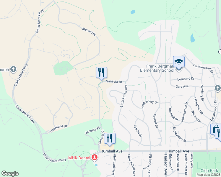 map of restaurants, bars, coffee shops, grocery stores, and more near 2137 Buckner Drive in Manhattan