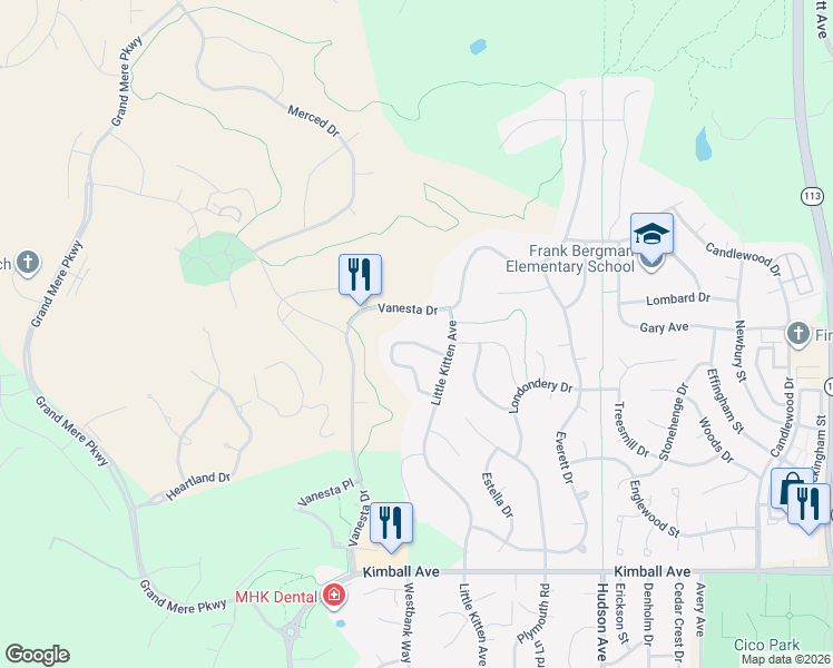 map of restaurants, bars, coffee shops, grocery stores, and more near 2225 Buckner Drive in Manhattan