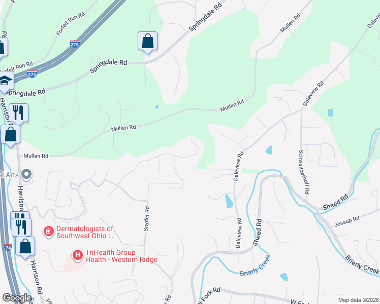map of restaurants, bars, coffee shops, grocery stores, and more near 7154 Vail Court in Cincinnati