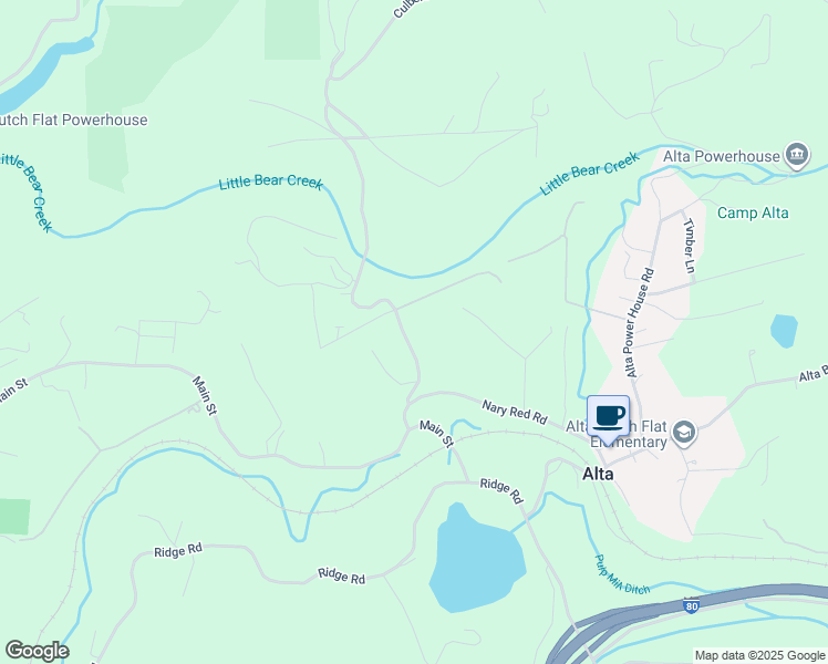map of restaurants, bars, coffee shops, grocery stores, and more near 863 Drum Power House Road in Alta