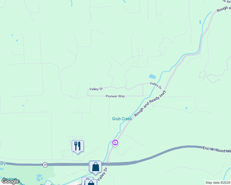 map of restaurants, bars, coffee shops, grocery stores, and more near 10410 Valley Drive in Rough and Ready