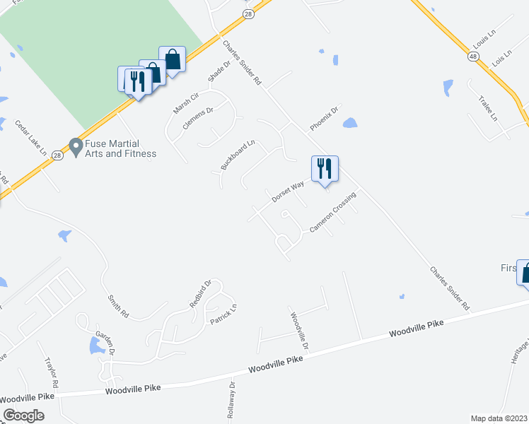 map of restaurants, bars, coffee shops, grocery stores, and more near 3007 Abby Way in Loveland