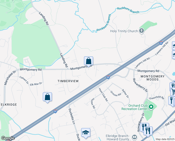 map of restaurants, bars, coffee shops, grocery stores, and more near in Elkridge