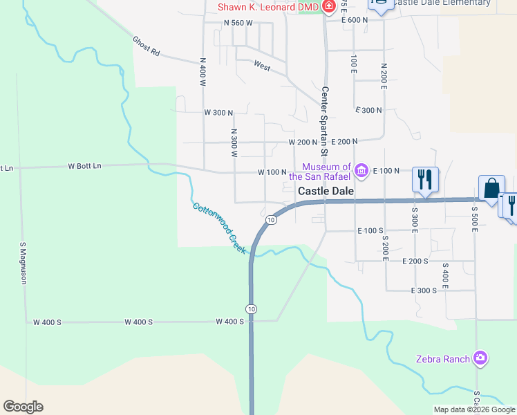 map of restaurants, bars, coffee shops, grocery stores, and more near 215 West Main Street in Castle Dale