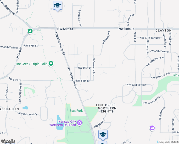 map of restaurants, bars, coffee shops, grocery stores, and more near 6429 North Hope Avenue in Kansas City