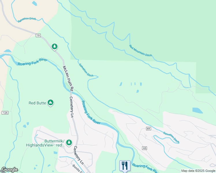 map of restaurants, bars, coffee shops, grocery stores, and more near Draw Drive in Aspen