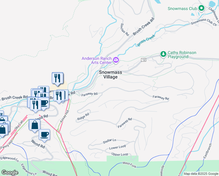 map of restaurants, bars, coffee shops, grocery stores, and more near 352 Faraway Road in Snowmass Village