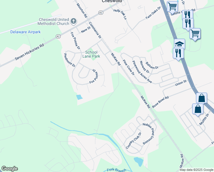 map of restaurants, bars, coffee shops, grocery stores, and more near 25 July Hound Court in Dover