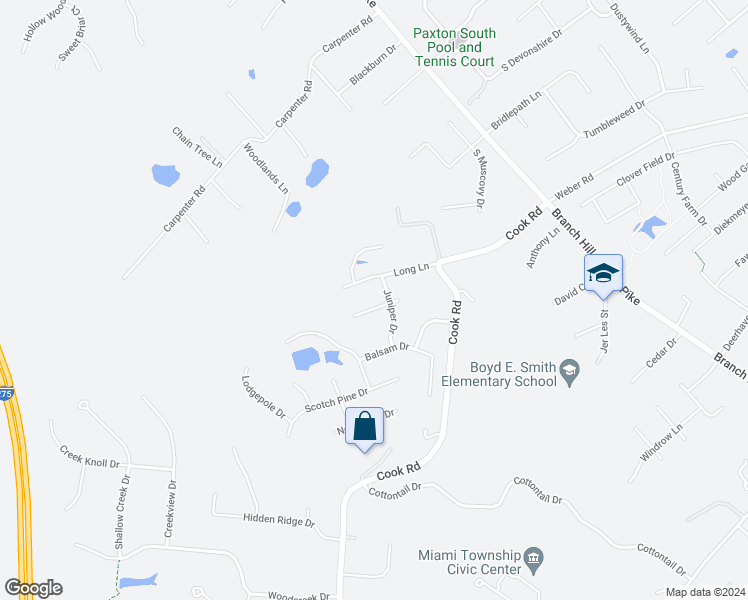 map of restaurants, bars, coffee shops, grocery stores, and more near 1254 Rosetree Drive in Milford