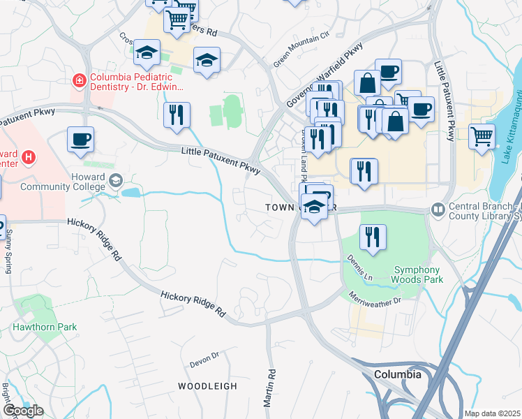 map of restaurants, bars, coffee shops, grocery stores, and more near 5834 Wyndham Circle in Columbia