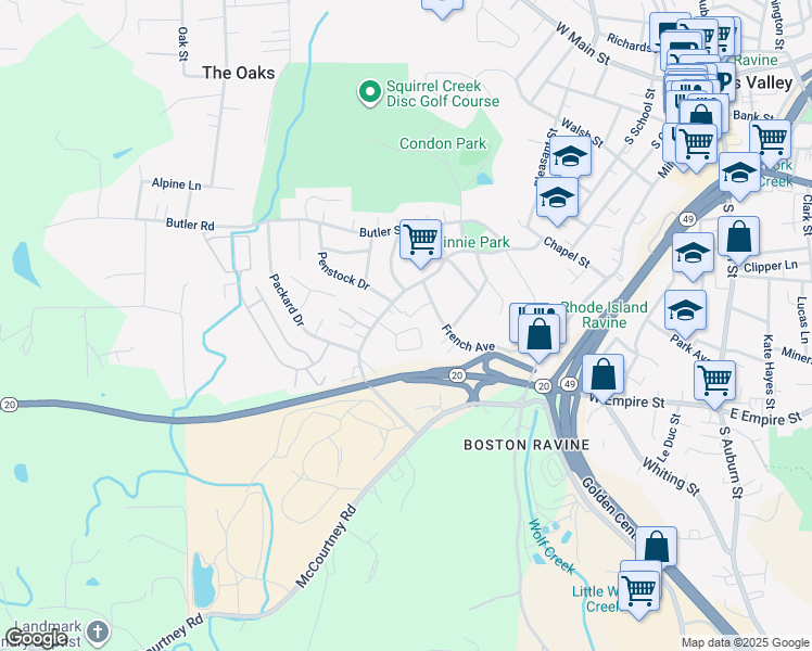 map of restaurants, bars, coffee shops, grocery stores, and more near 457 Lamarque Court in Grass Valley