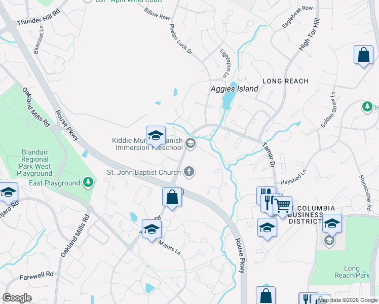 map of restaurants, bars, coffee shops, grocery stores, and more near 8991 Lambskin Ln in Columbia
