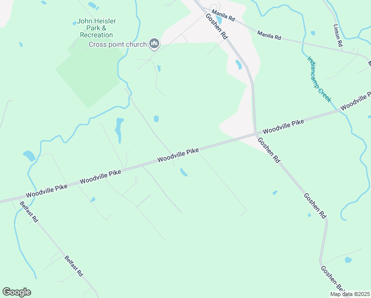 map of restaurants, bars, coffee shops, grocery stores, and more near 2036 Woodville Pike in Goshen