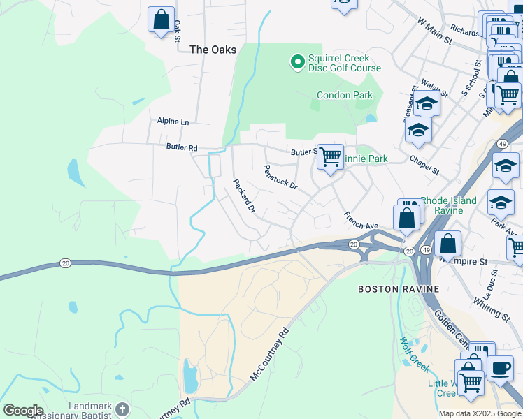 map of restaurants, bars, coffee shops, grocery stores, and more near 110 King Court in Grass Valley