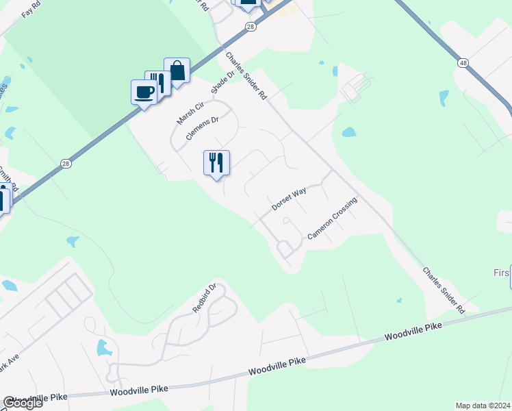 map of restaurants, bars, coffee shops, grocery stores, and more near 3001 Abby Way in Loveland