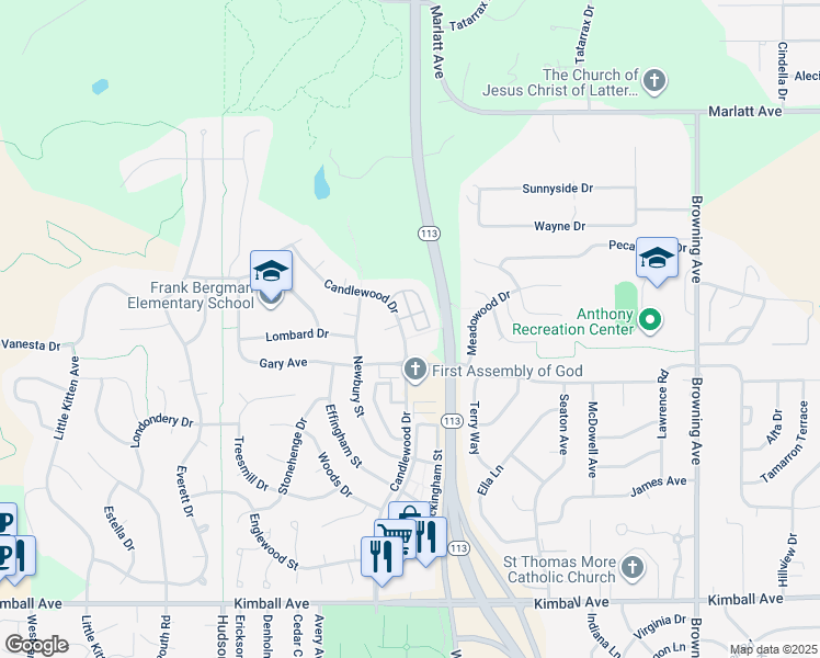 map of restaurants, bars, coffee shops, grocery stores, and more near 2401 Seth Child Road in Manhattan