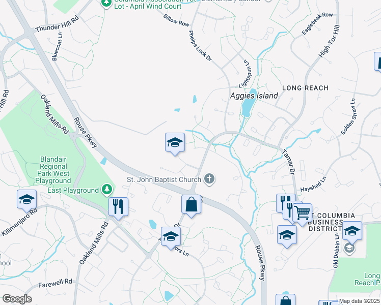 map of restaurants, bars, coffee shops, grocery stores, and more near 9029 Flicker Place in Columbia