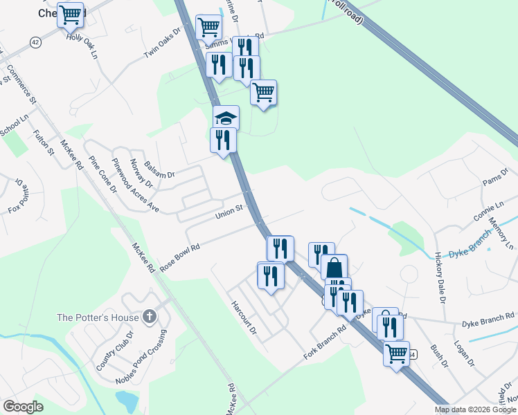 map of restaurants, bars, coffee shops, grocery stores, and more near 4585 North Dupont Highway in Dover