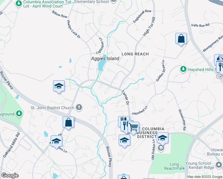 map of restaurants, bars, coffee shops, grocery stores, and more near 8905 Tamar Drive in Columbia