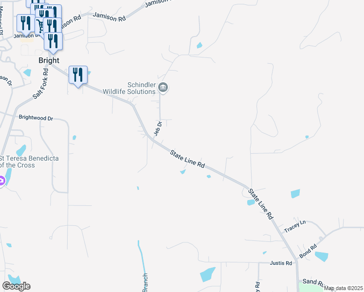 map of restaurants, bars, coffee shops, grocery stores, and more near 23534 State Line Road in Lawrenceburg