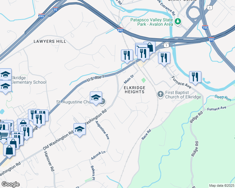 map of restaurants, bars, coffee shops, grocery stores, and more near in Elkridge
