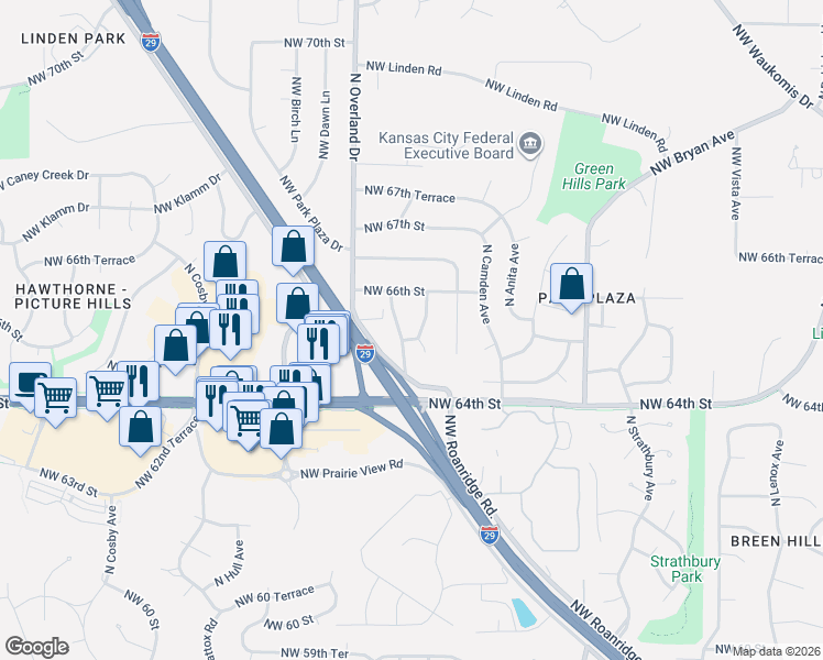 map of restaurants, bars, coffee shops, grocery stores, and more near in Lake Waukomis