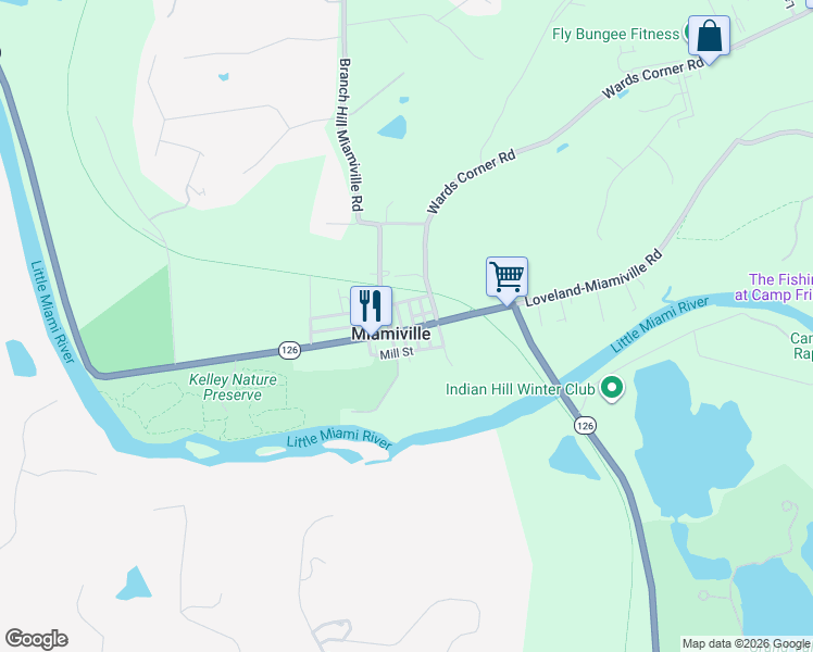 map of restaurants, bars, coffee shops, grocery stores, and more near in Miamiville