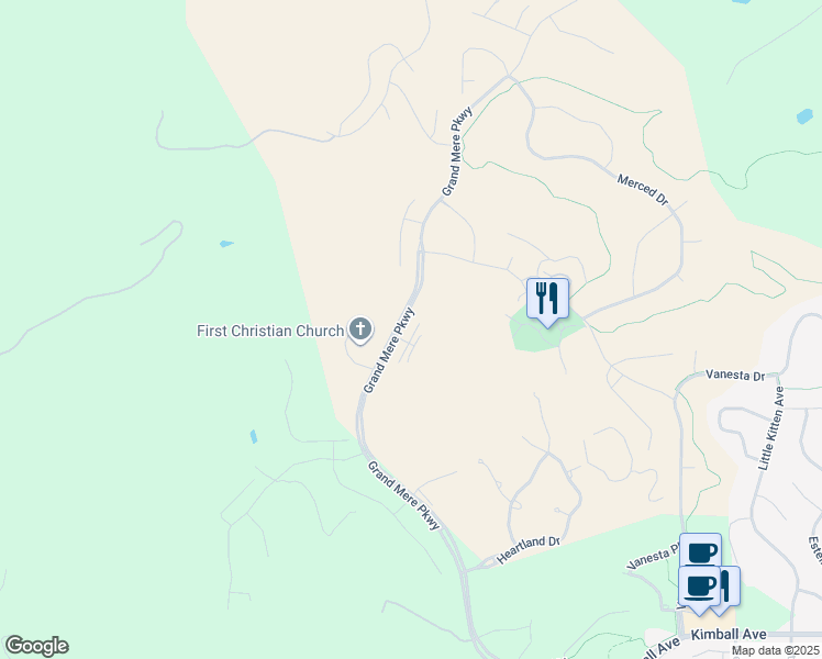 map of restaurants, bars, coffee shops, grocery stores, and more near Grand Champions Drive in Manhattan