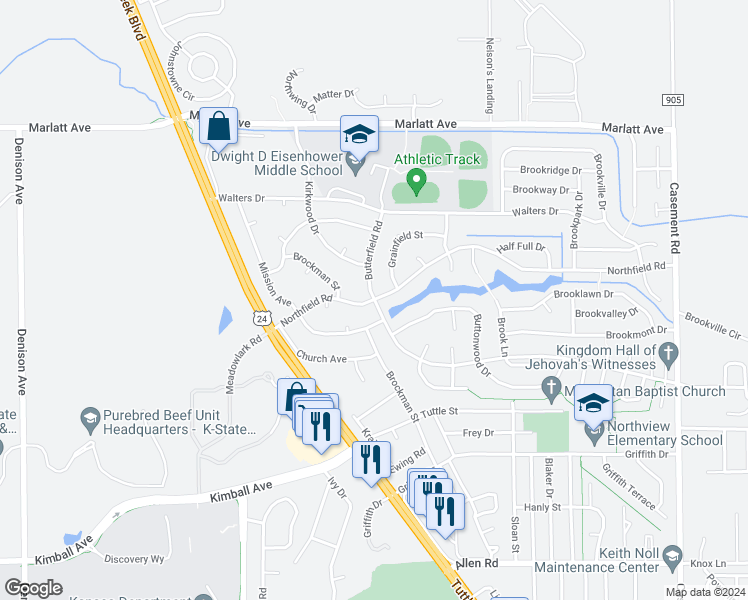 map of restaurants, bars, coffee shops, grocery stores, and more near 508 Northfield Road in Manhattan