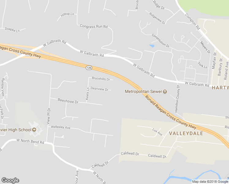 map of restaurants, bars, coffee shops, grocery stores, and more near 401 Deanview Drive in Cincinnati