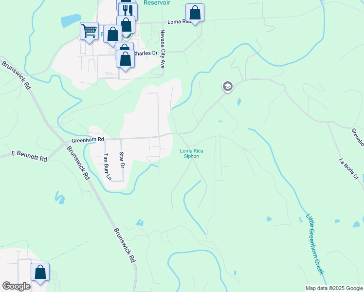 map of restaurants, bars, coffee shops, grocery stores, and more near 14232 Anchor Lane in Grass Valley