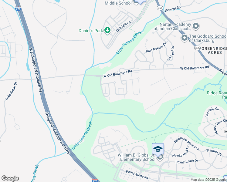 map of restaurants, bars, coffee shops, grocery stores, and more near 13000 Ethel Rose Way in Boyds
