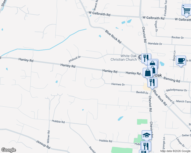 map of restaurants, bars, coffee shops, grocery stores, and more near 7021 King James Court in Cincinnati