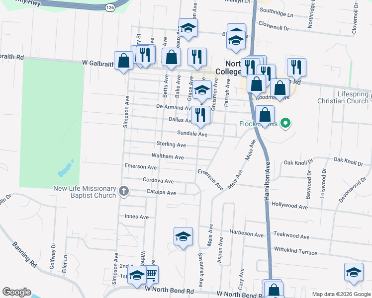 map of restaurants, bars, coffee shops, grocery stores, and more near 1813 Sterling Avenue in Cincinnati