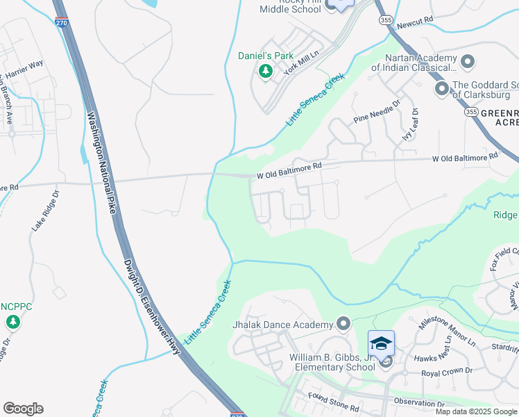 map of restaurants, bars, coffee shops, grocery stores, and more near 21813 Seneca Ayr Drive in Boyds