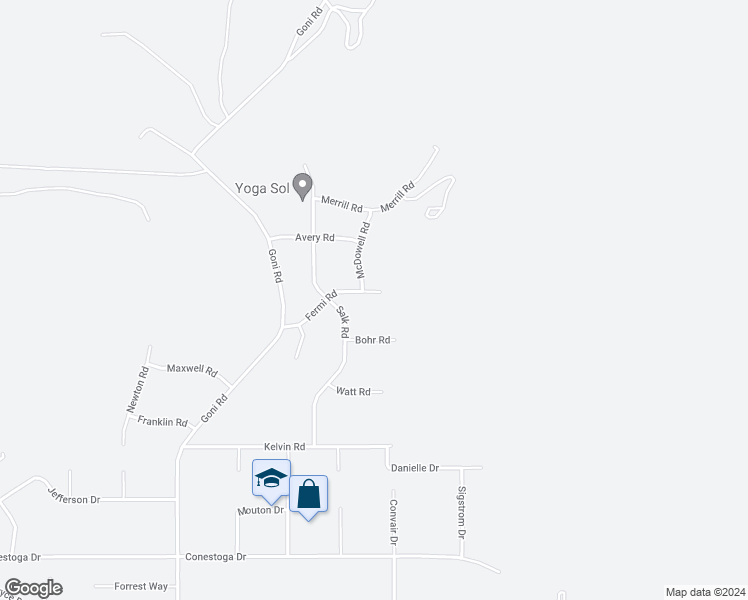 map of restaurants, bars, coffee shops, grocery stores, and more near 2555 Fermi Road in Carson City