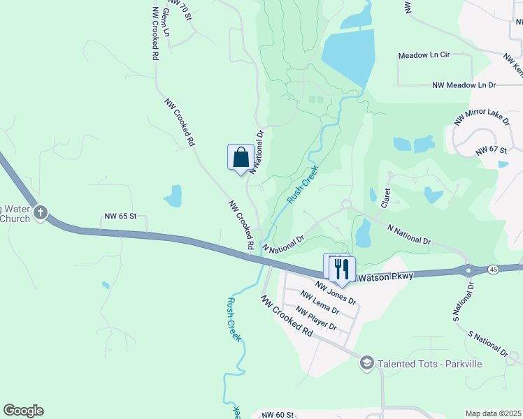 map of restaurants, bars, coffee shops, grocery stores, and more near 6503 North National Drive in Parkville