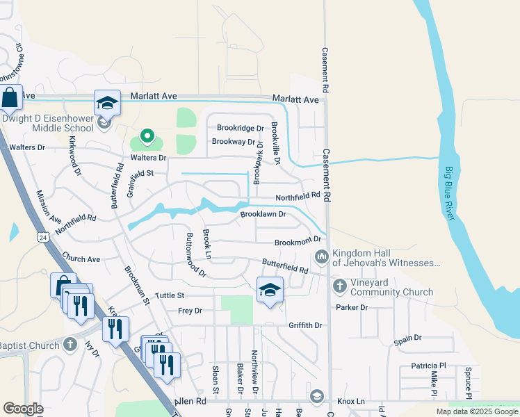 map of restaurants, bars, coffee shops, grocery stores, and more near 321 Brooklawn Drive in Manhattan